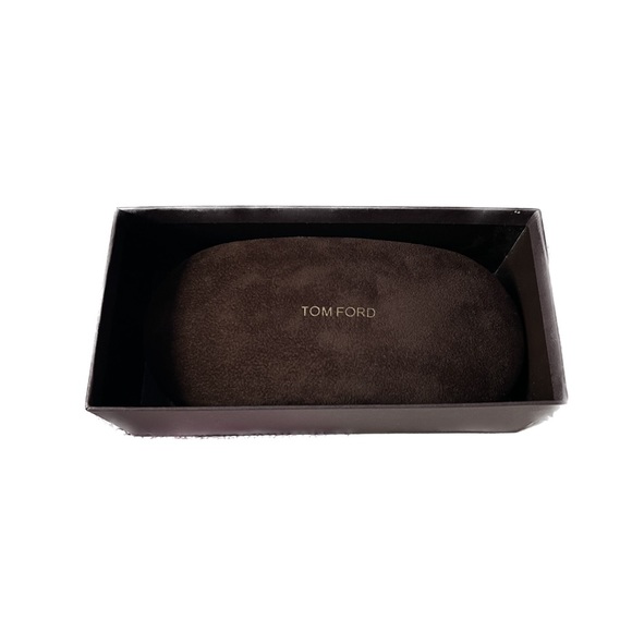 New Tom Ford Brown Suede Medium Clamshell Eye Glasses Case and Box - Picture 3 of 5
